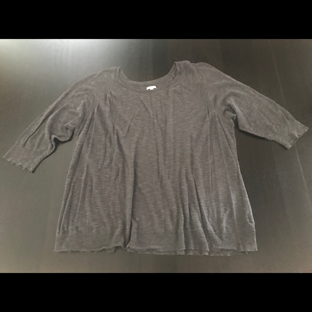 Plus Size 3/4 Sleeve Gray Sweater